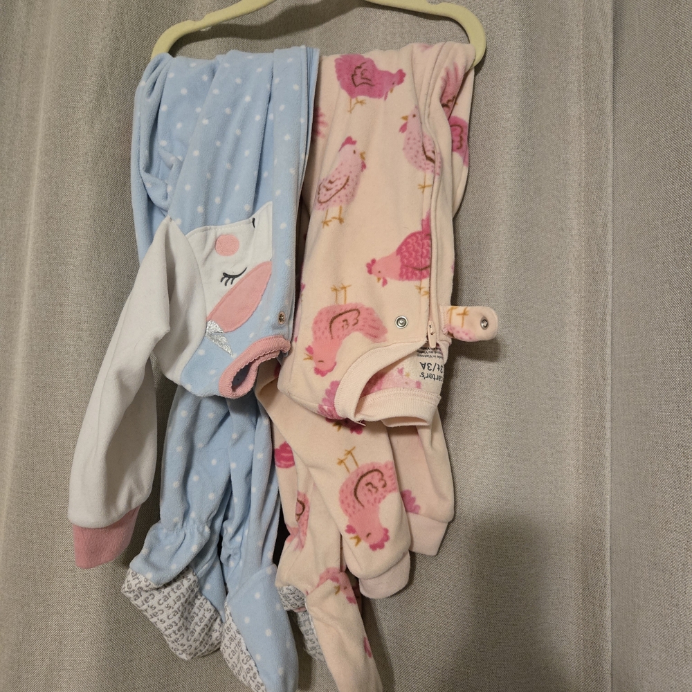 Carter's Girls Blue and Pink Sleep and Play Pajama Set